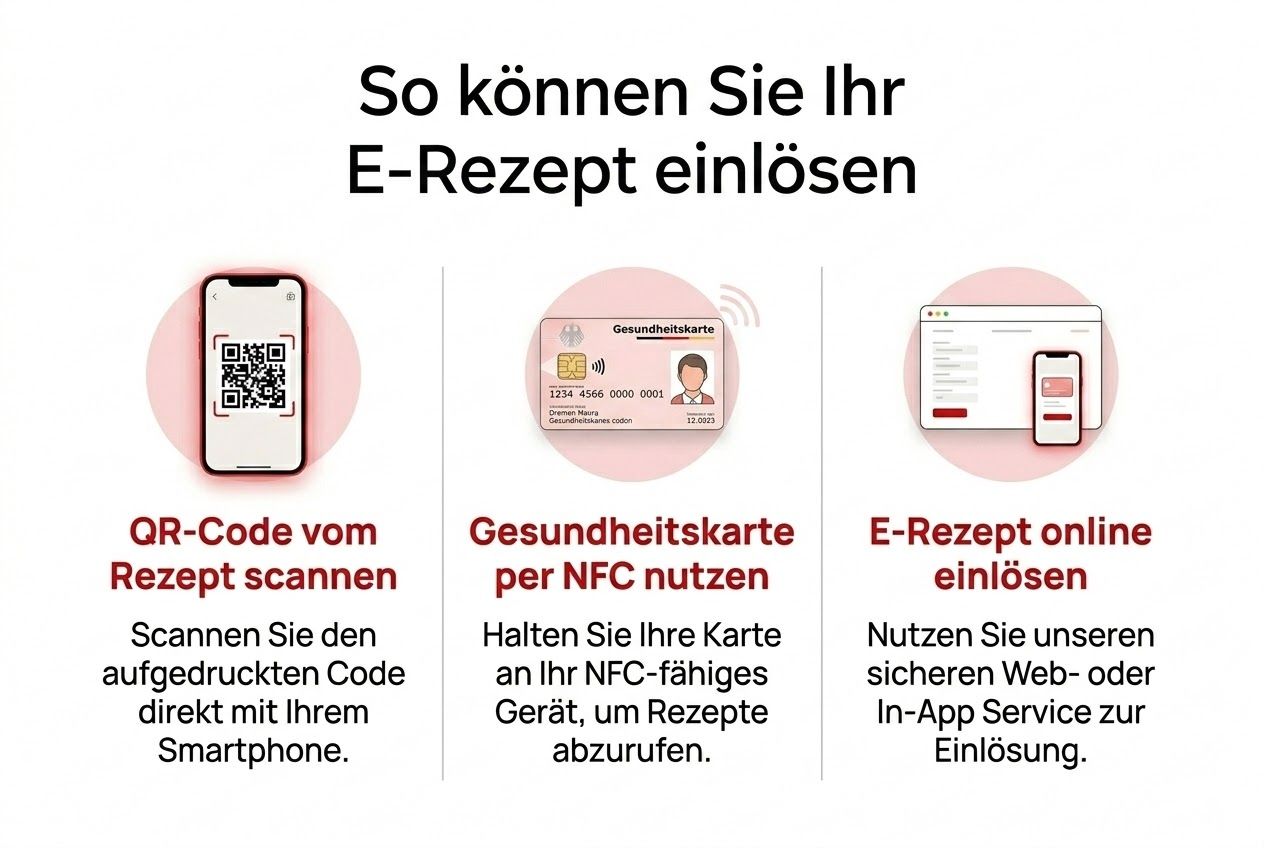 Möglichkeiten ein E Rezept einzulösen QR Code Gesundheitskarte oder online